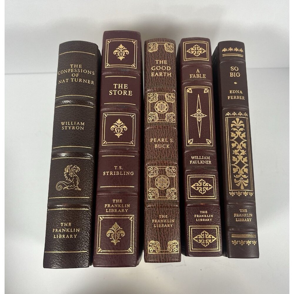 Lot Of 5 Franklin Library Full Leather Books Vintage Decor Collectible Hardcover - Picture 1 of 5